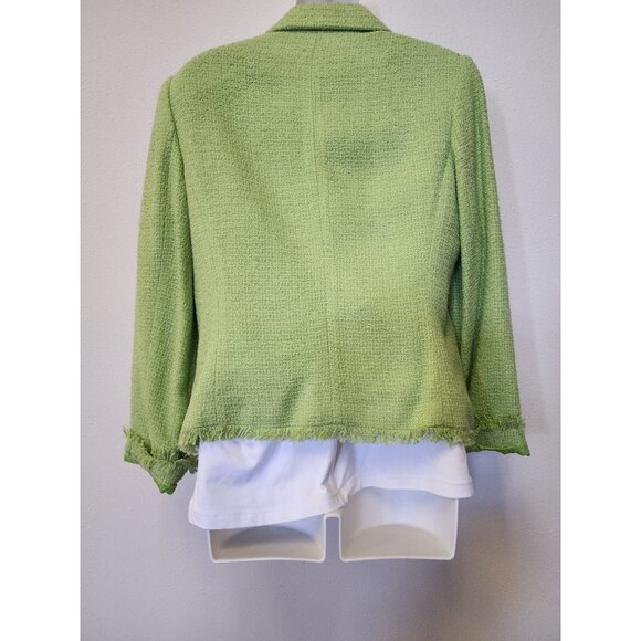 Sag Harbor Sz 8 Blazer Jacket Waffle Knit Fray Trim Pockets Chic Easter Pastel - Picture 5 of 12